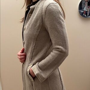 Women's alpaca with lather details Beige Coat